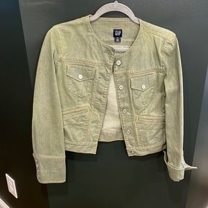 Distressed Green Jean crop jacket size XS